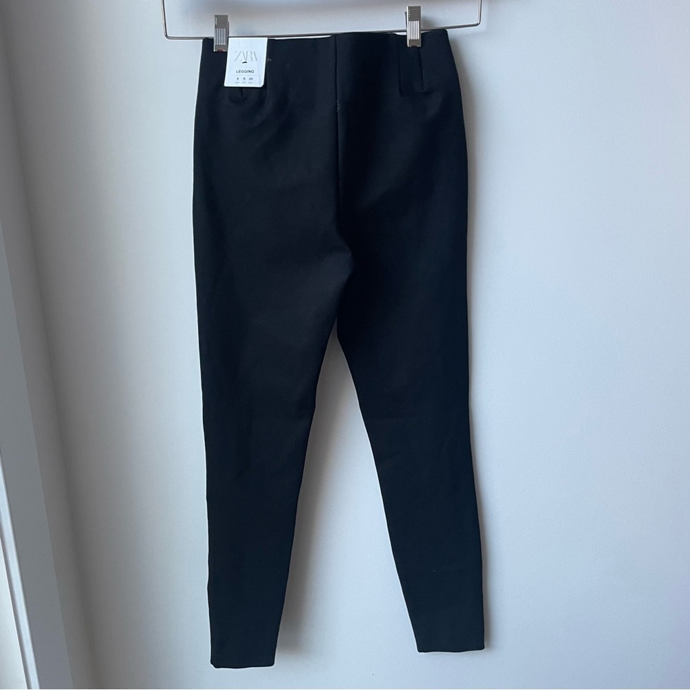 ZARA BLACK LEGGINGS MID RISE - Picture 3 of 5